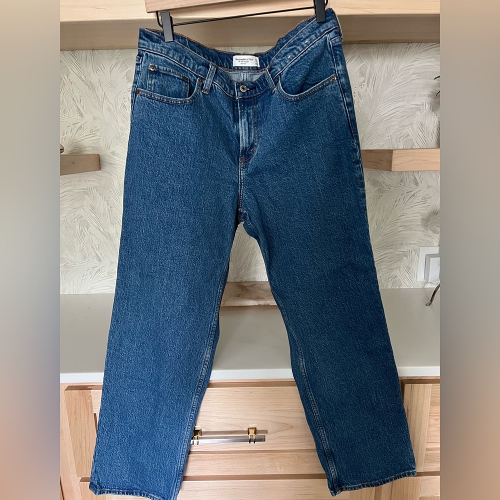 90s straight mid-rise blue jeans